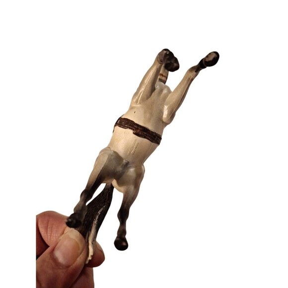 New Ray Horse Rearing Gray White Molded Brown Saddle Bridle 5x3" - Picture 8 of 16